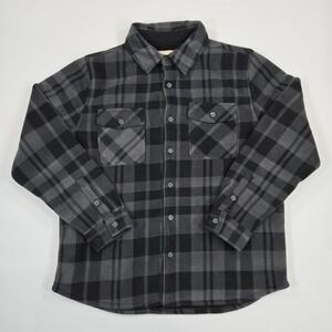 Boston Traders Granite Gray Fleece-Lined Plaid Shacket Men's XL Button-Up Jacket